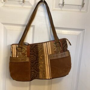 Relic Brown and Tan Patterned Shoulder Bag
